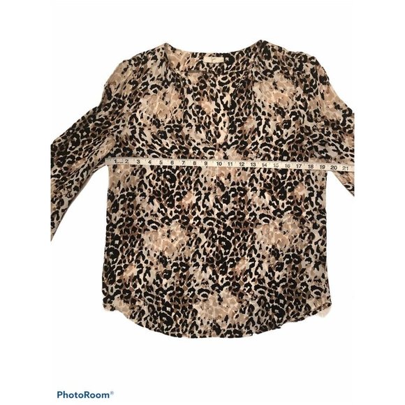 JOIE Womens Blouse Multicolor Leopard Print Long Sleeve Notch Neck 100% Silk S - Picture 7 of 8